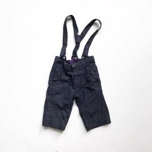 MEXX gray stripe suspender pants EUC 3-6 months